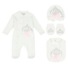 Baby Girls Ivory 4-Piece Babysuit Set, 1, hi-res