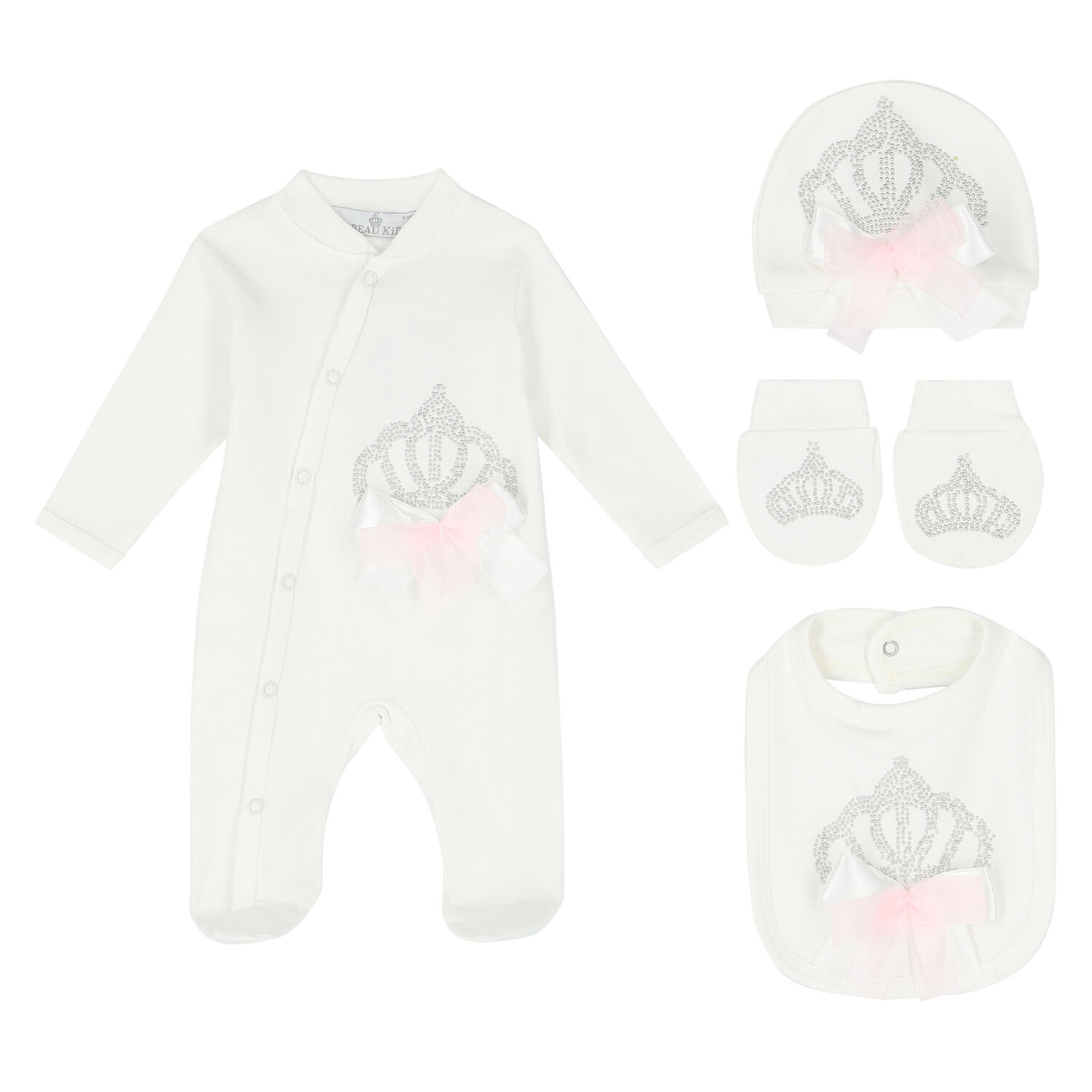 Baby Girls Ivory 4-Piece Babysuit Set, 1, hi-res image number null