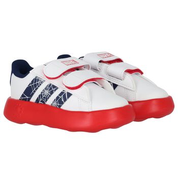 Boys White & Red Marvel Grand Court Trainers
