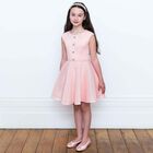 حذاء ساتان باللون الزهري للبنات, 1, hi-res