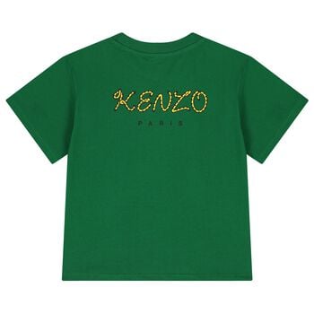 Boys Green Tiger Logo T-Shirt