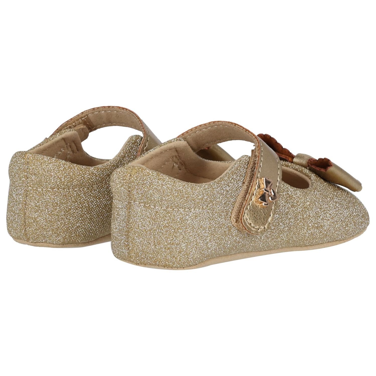 أحذية ما قبل المشي للبنات باللون الذهبي اللامع, 1, hi-res