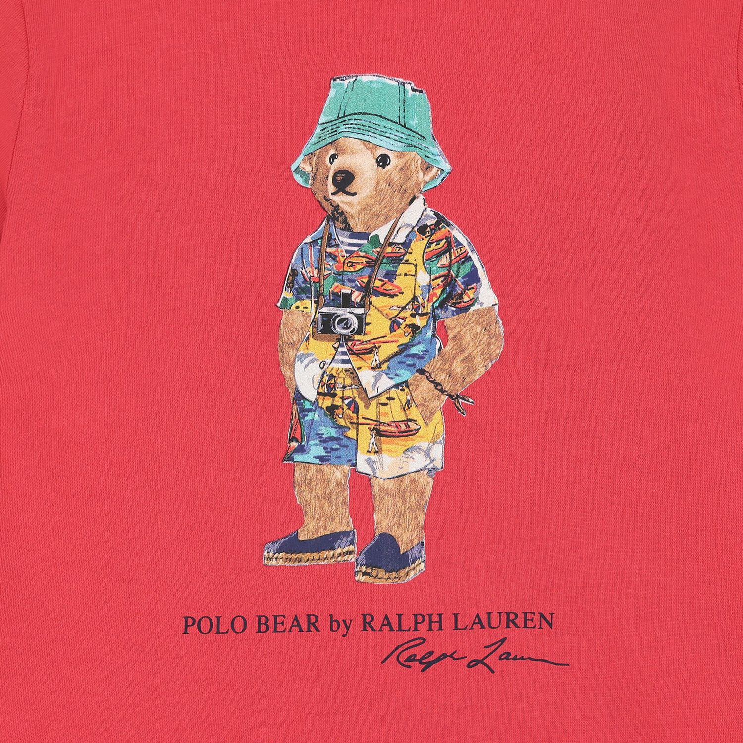 Boys Red Polo Bear Crew Neck T-Shirt, 1, hi-res