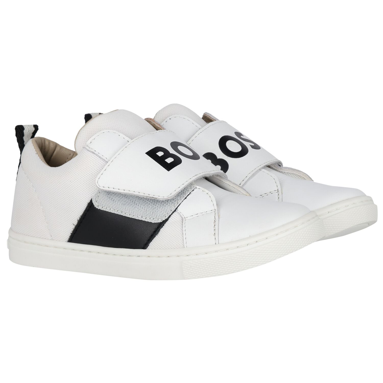 Boys White Logo Trainers, 2, hi-res image number null