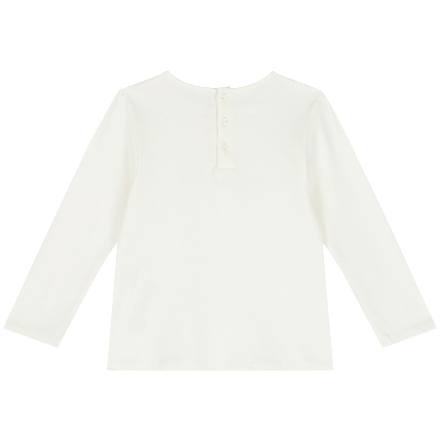 Younger Girls Ivory Logo Long Sleeve Top, 2, hi-res