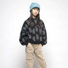 توب هودى بنات بالشعار باللون الاسود, 1, hi-res