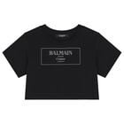 Girls Black Logo T-Shirt, 1, hi-res