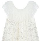 Girls Ivory Tulle Sequin Dress, 1, hi-res