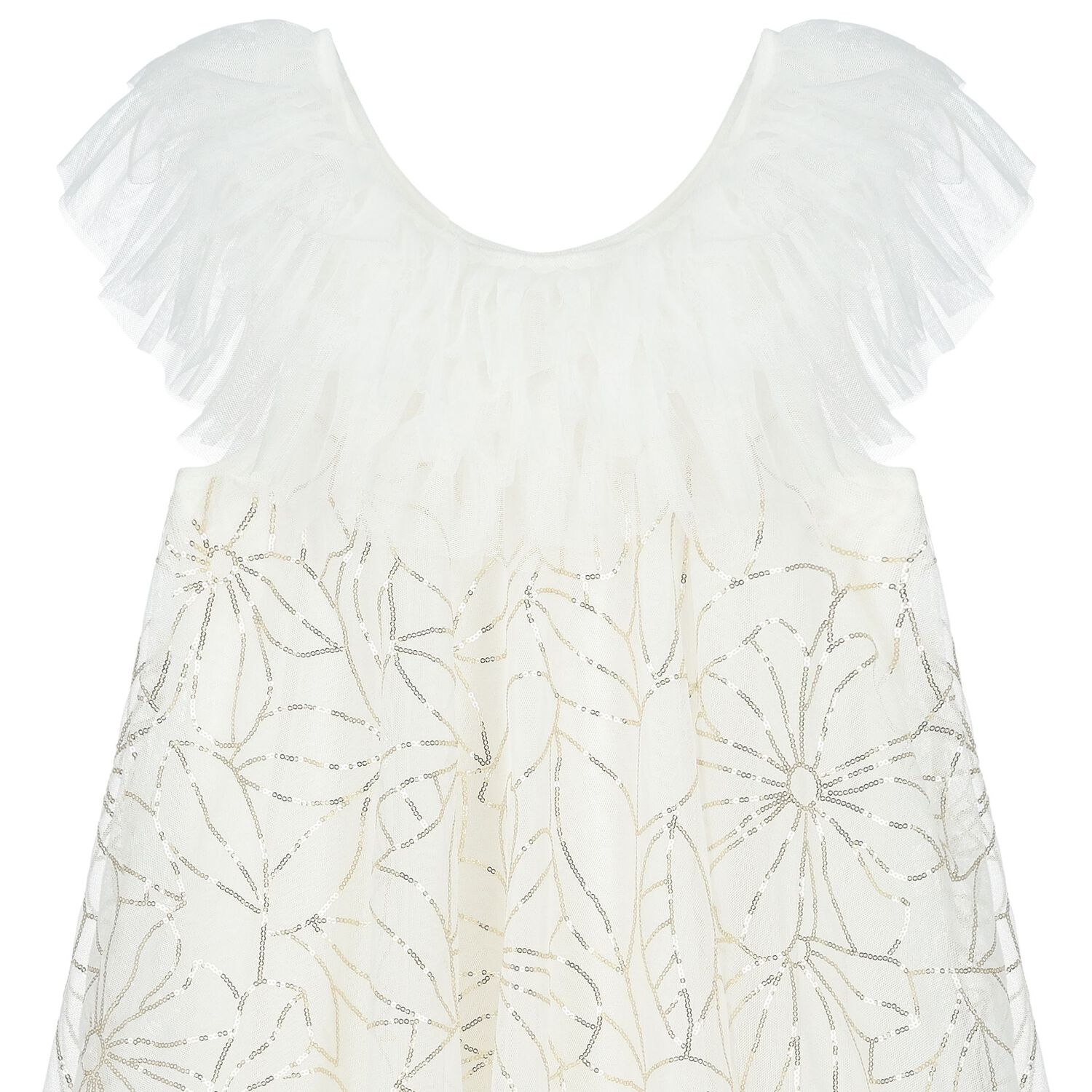 Girls Ivory Tulle Sequin Dress, 1, hi-res image number null