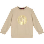 Boys Beige Logo Sweatshirt, 2, hi-res