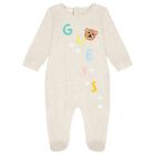 Baby Girls Beige Logo Teddy Bear Babygrow, 1, hi-res