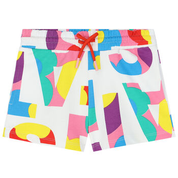 Girls White Logo Shorts