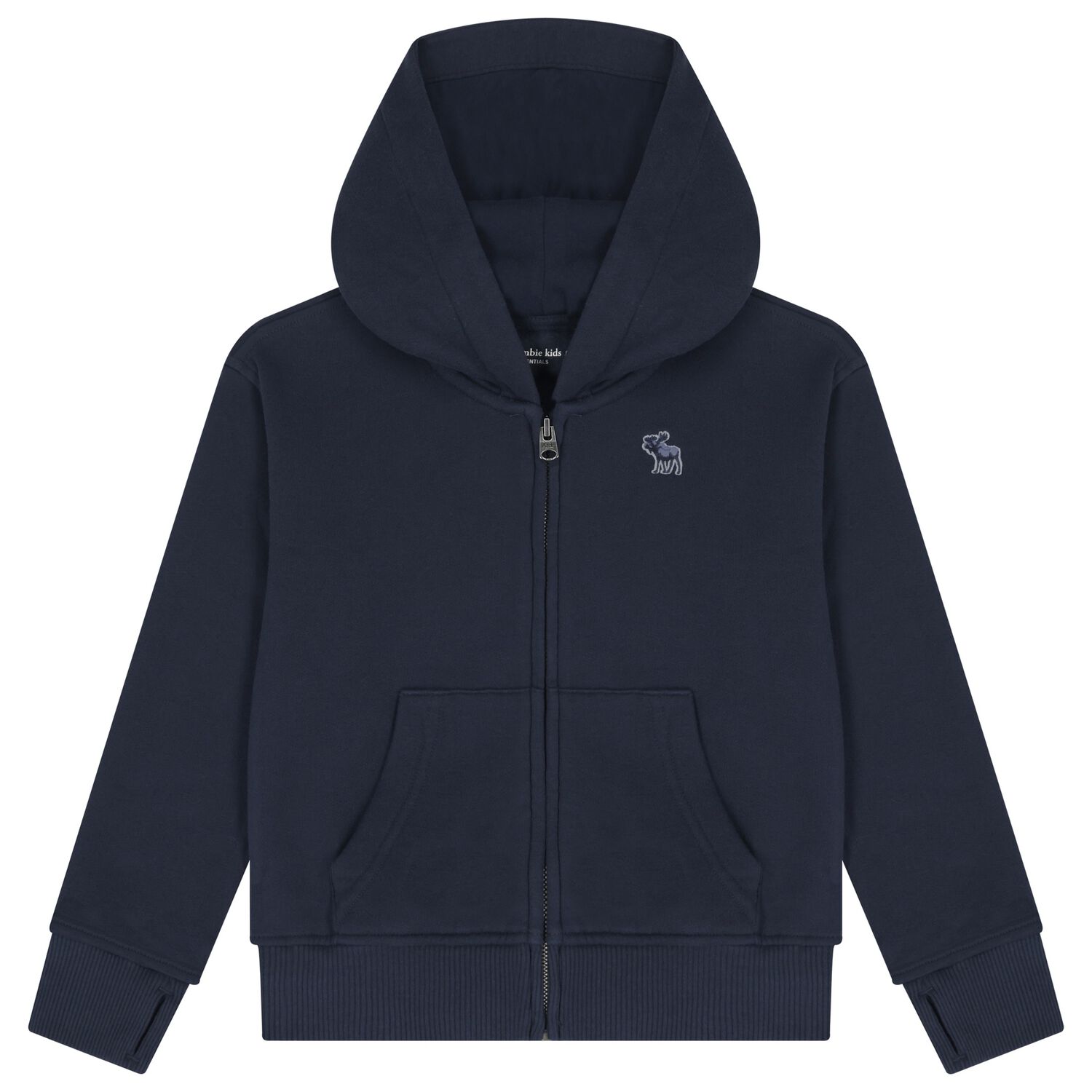 Boys Navy Blue Logo Hooded Zip Up Top, 1, hi-res