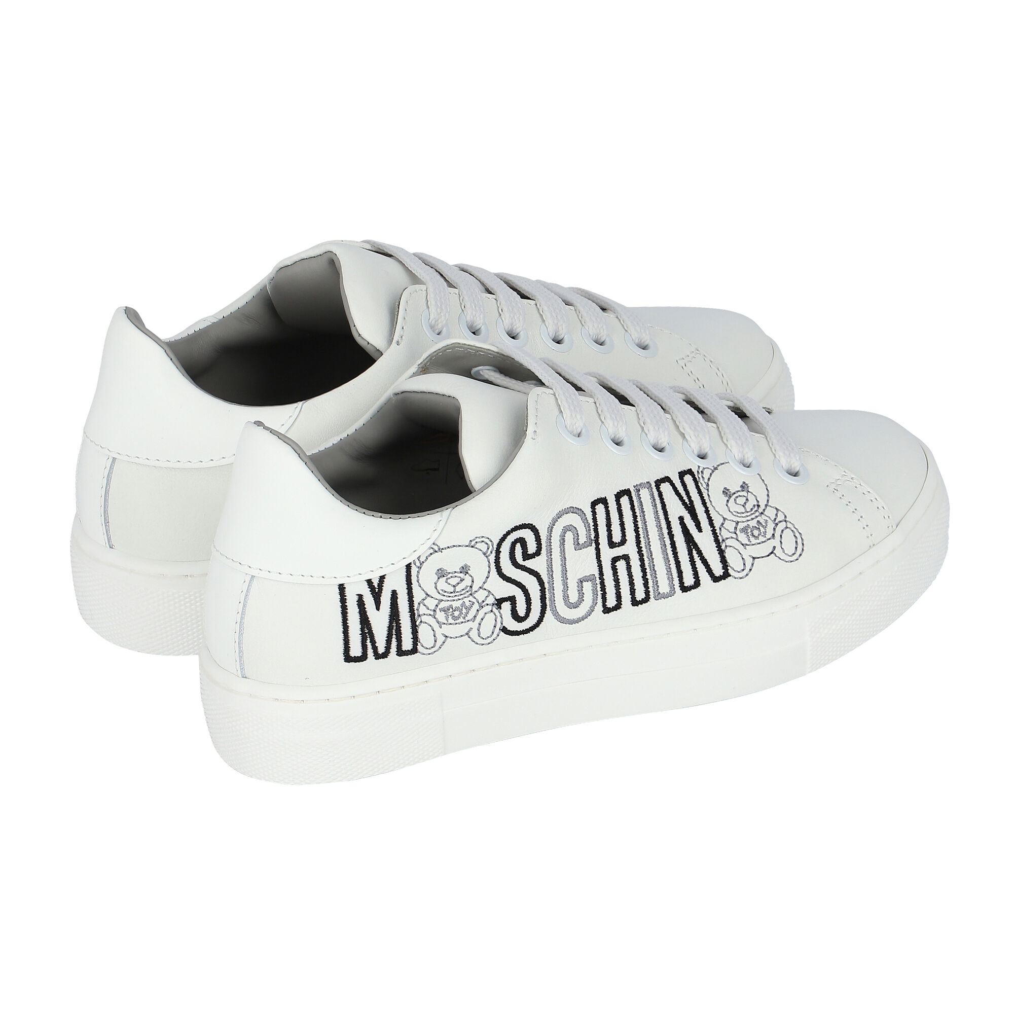Moschino White Logo Leather Trainers Junior Couture UAE