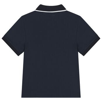 قميص بولو للأولاد باللون الكحلي بشعار العلامة التجارية