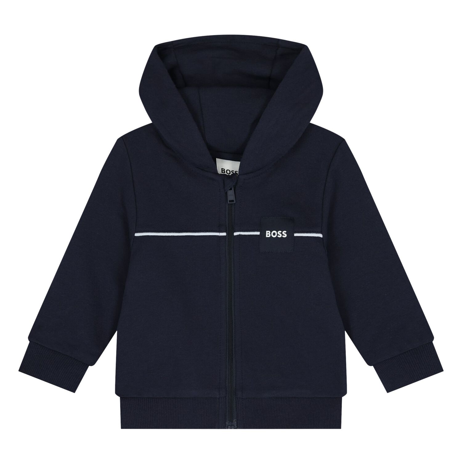 طقم بدله رياضيه بالشعار للاولاد باللون الكحلى والابيض, 2, hi-res