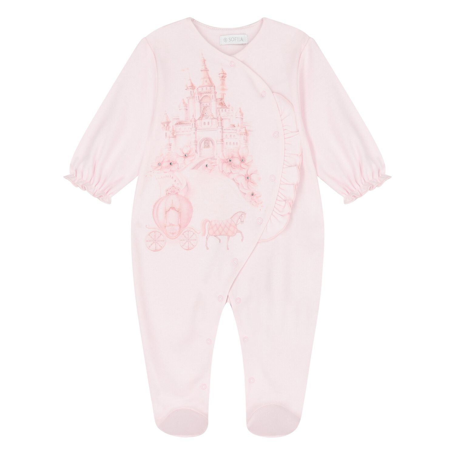 Baby Girls Pink Castle Babygrow, 1, hi-res image number null
