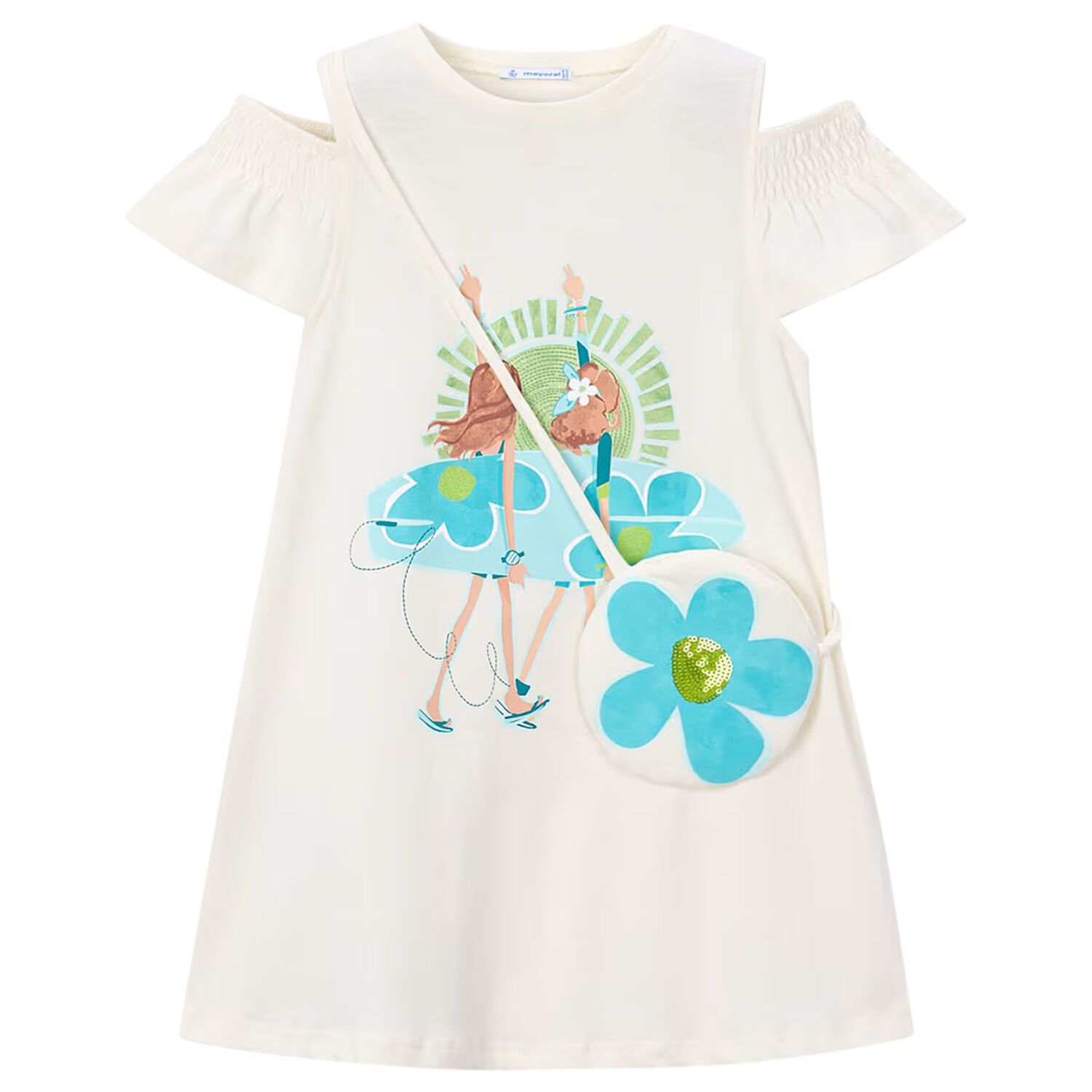 Girls Ivory Ruffled Dress Set, 2, hi-res