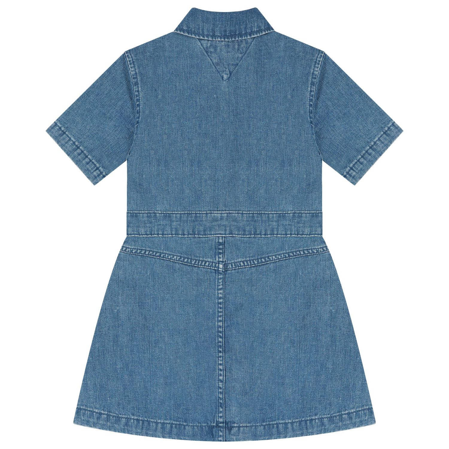Girls Blue Logo Denim Dress, 1, hi-res