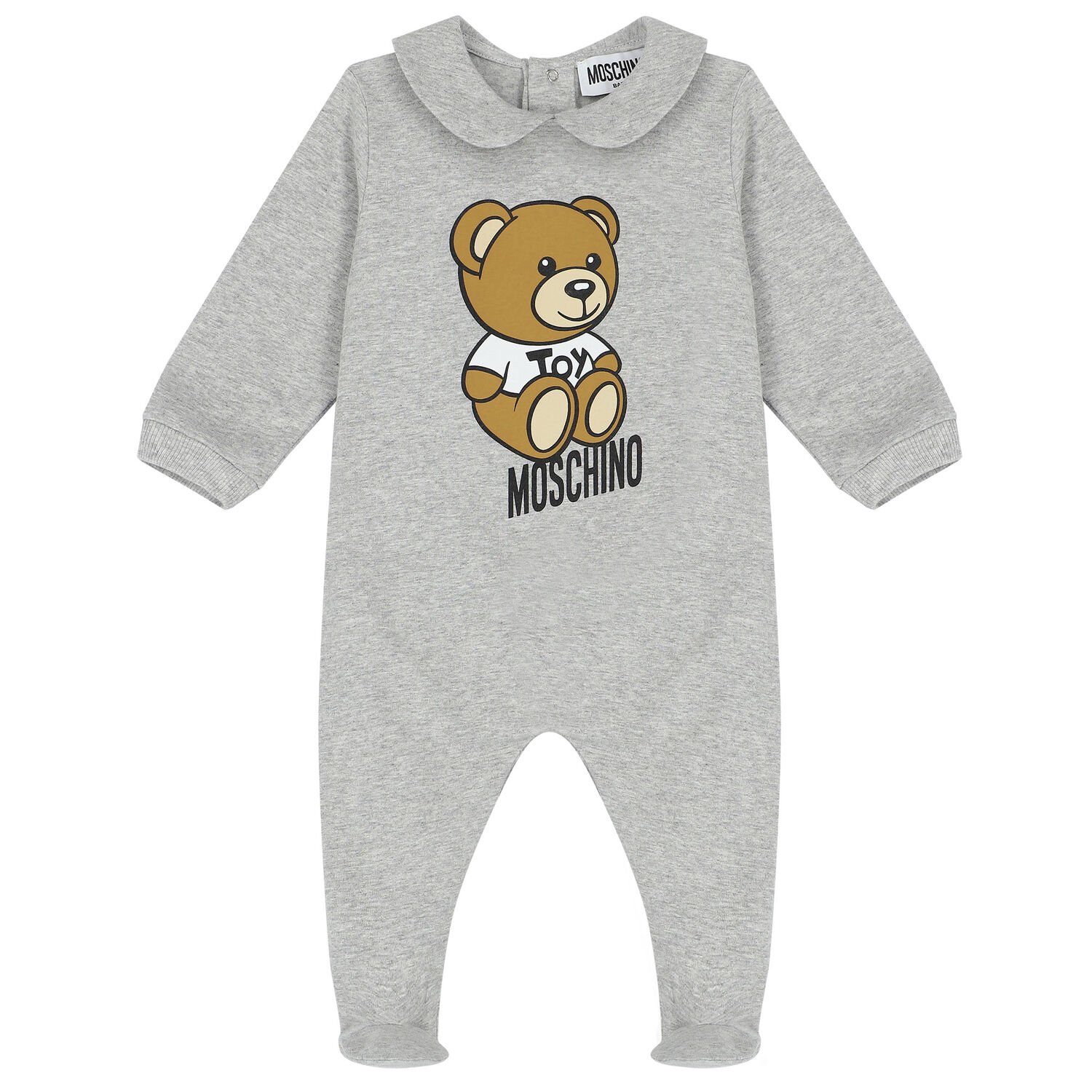 Grey Teddy Logo Babygrow, 1, hi-res