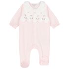 Girls Pale Pink Floral Babygrow, 1, hi-res