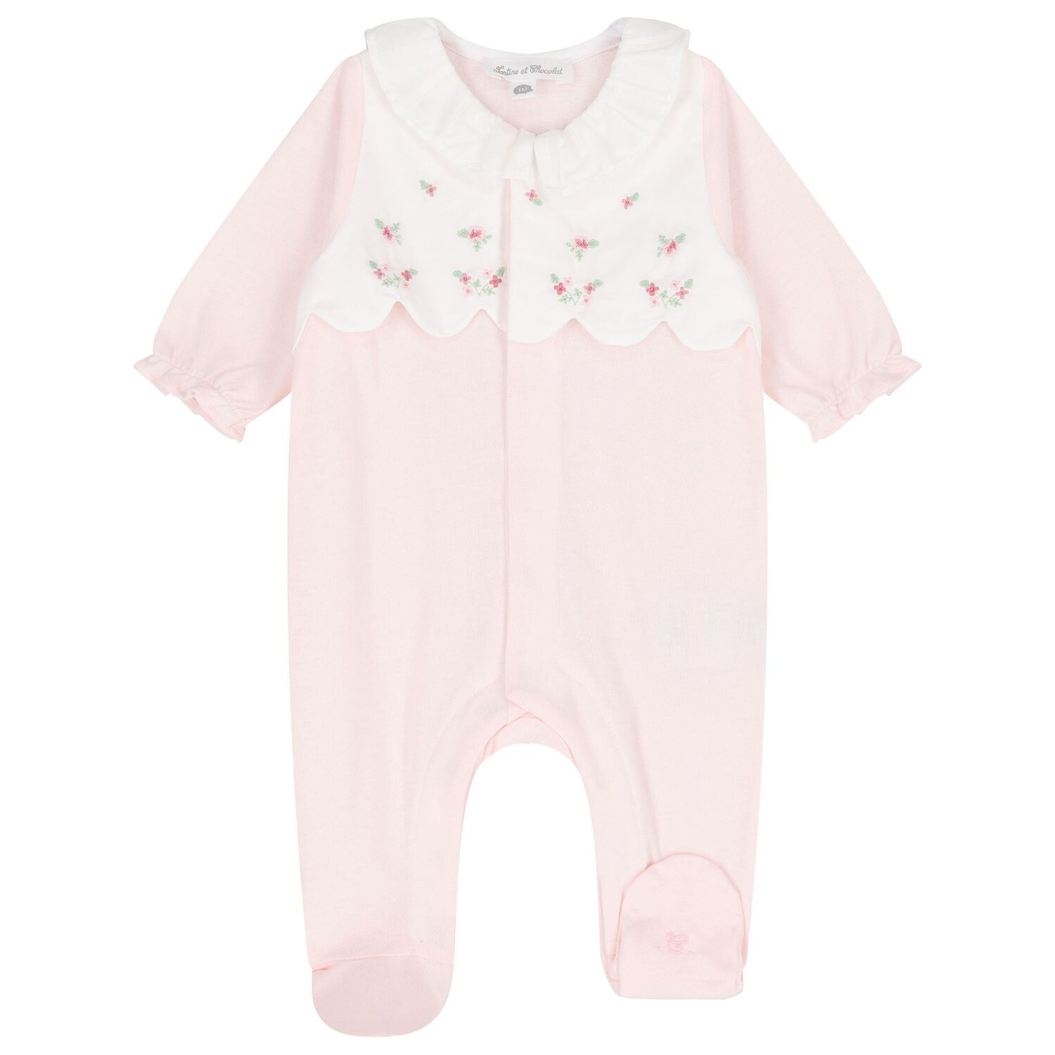 Girls Pale Pink Floral Babygrow, 1, hi-res image number null