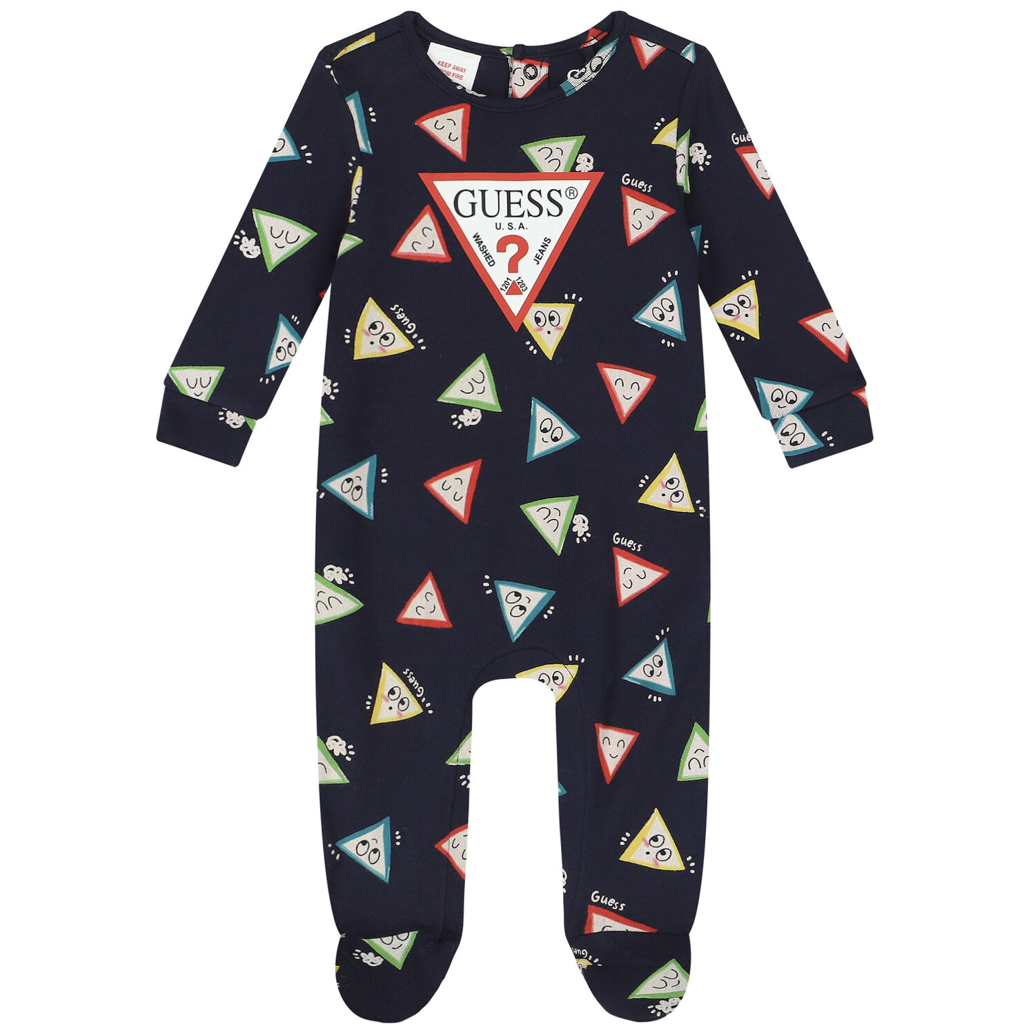 Baby Boys Navy Blue Teddy Bear Logo Babygrow, 1, hi-res