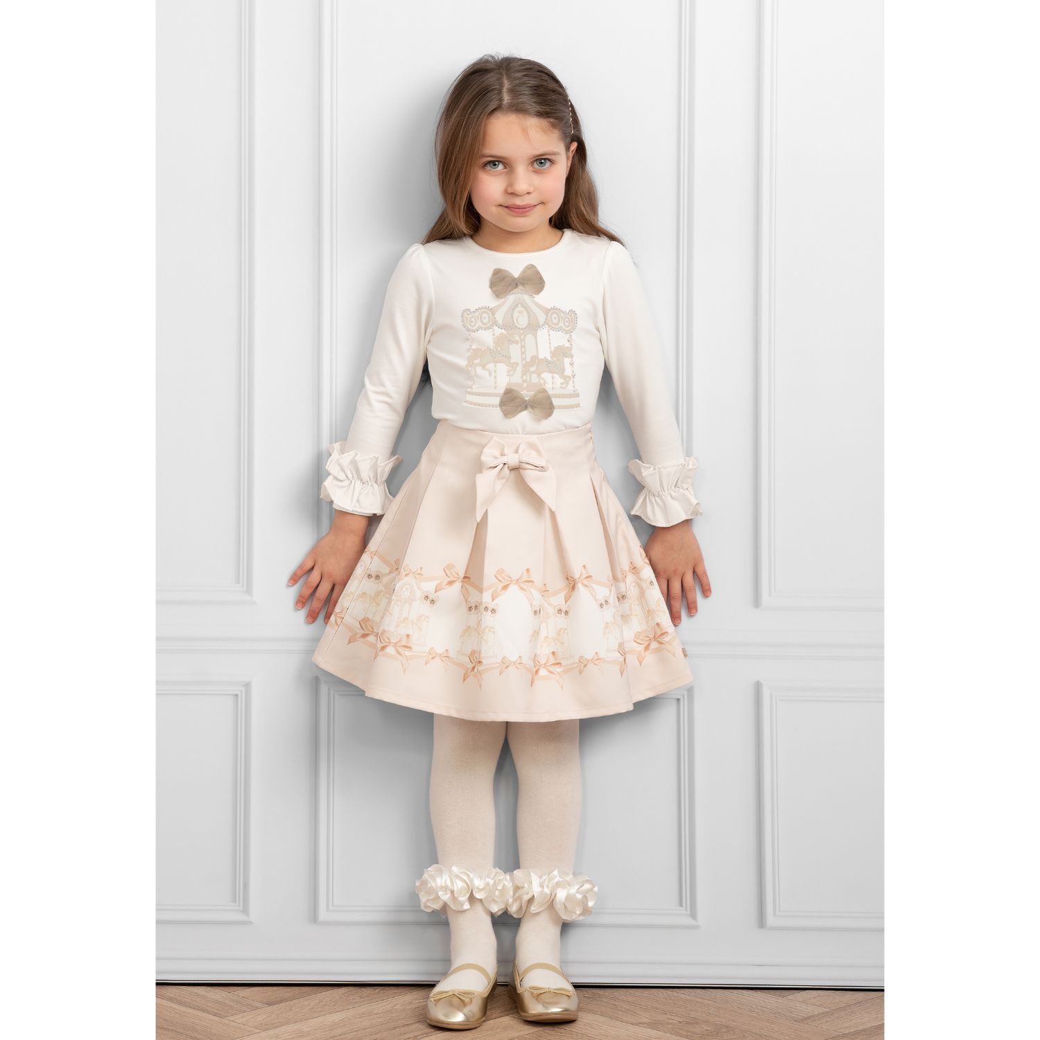 Girls Ivory Carousel Skirt Set, 2, hi-res image number null
