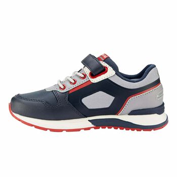 Boys Navy Blue Leather Trainers