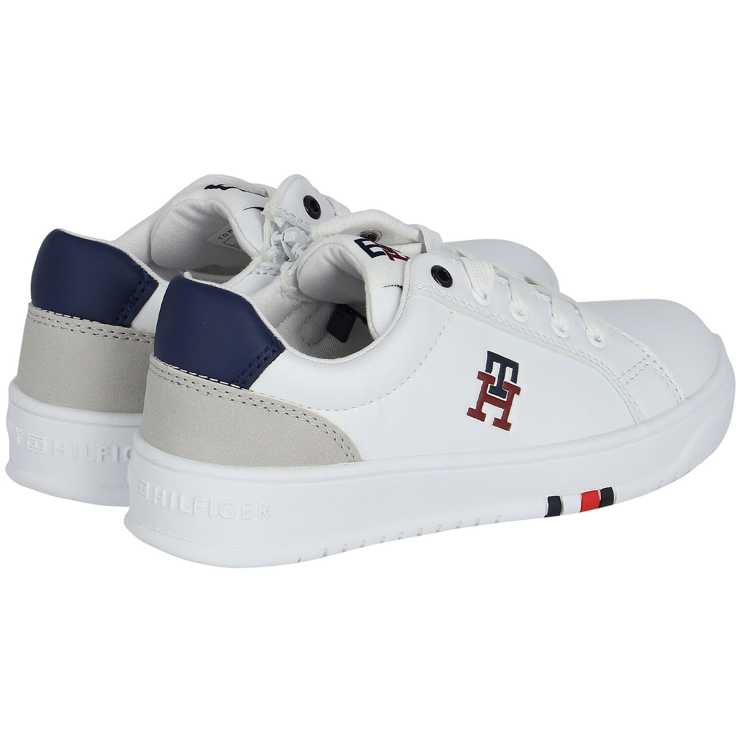 White Leather Logo Trainers, 1, hi-res