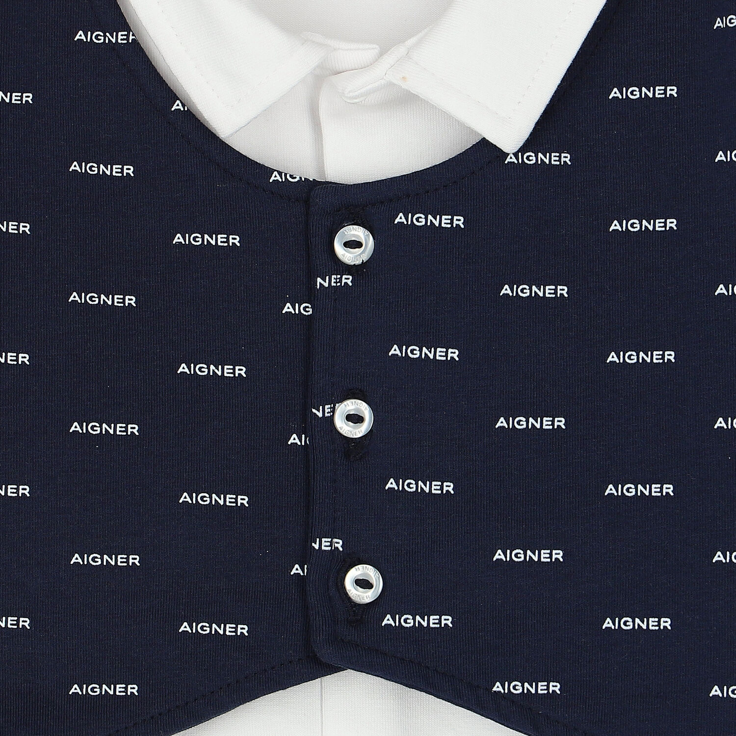 أفرول بالشعار باللون الكحلي والأبيض للأولاد, 1, hi-res