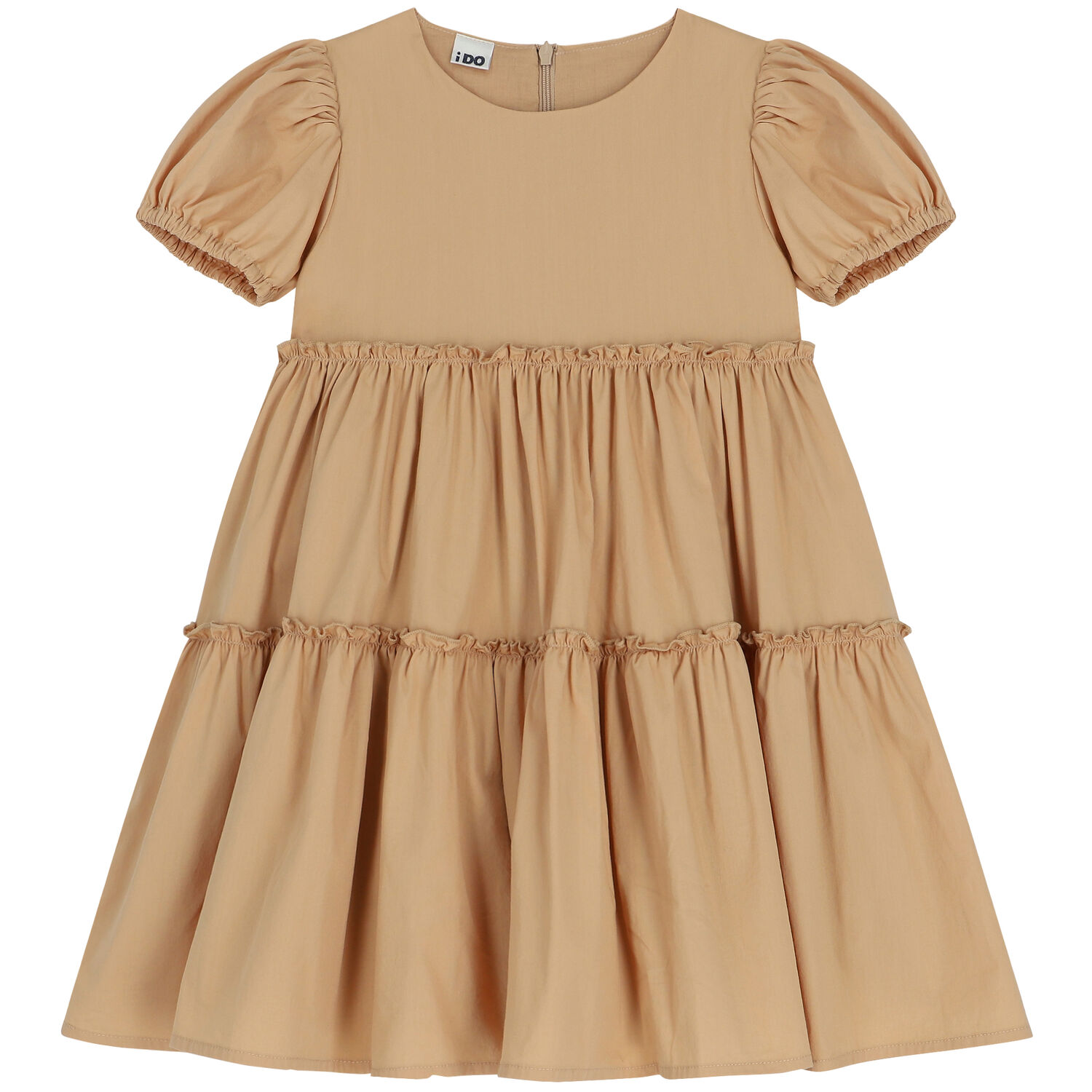 Girls Beige Tiered Dress, 1, hi-res image number null
