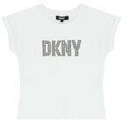 Girls White Studded Logo T-Shirt, 2, hi-res