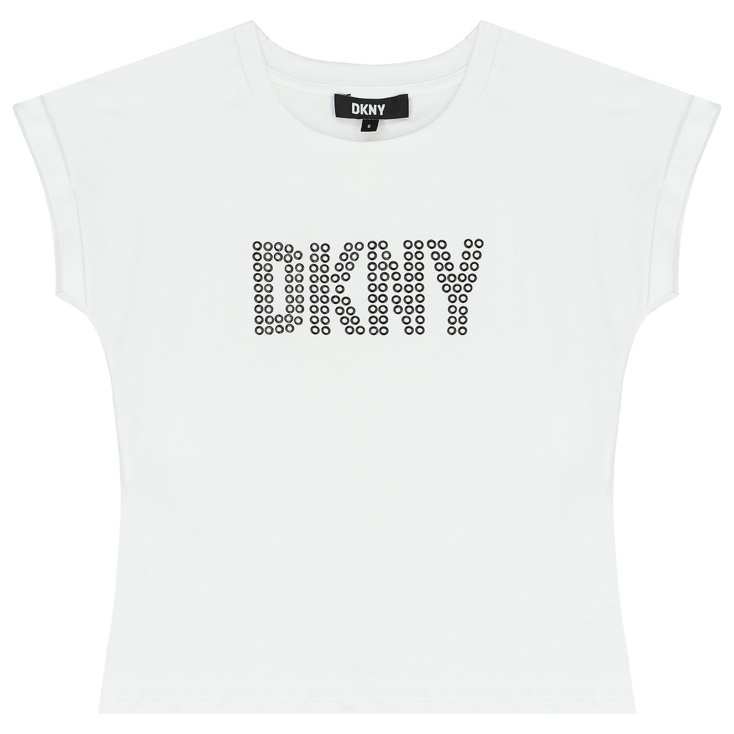 Girls White Studded Logo T-Shirt, 2, hi-res image number null