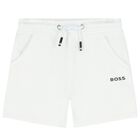 Younger Boys Grey & White Logo Shorts Set, 1, hi-res