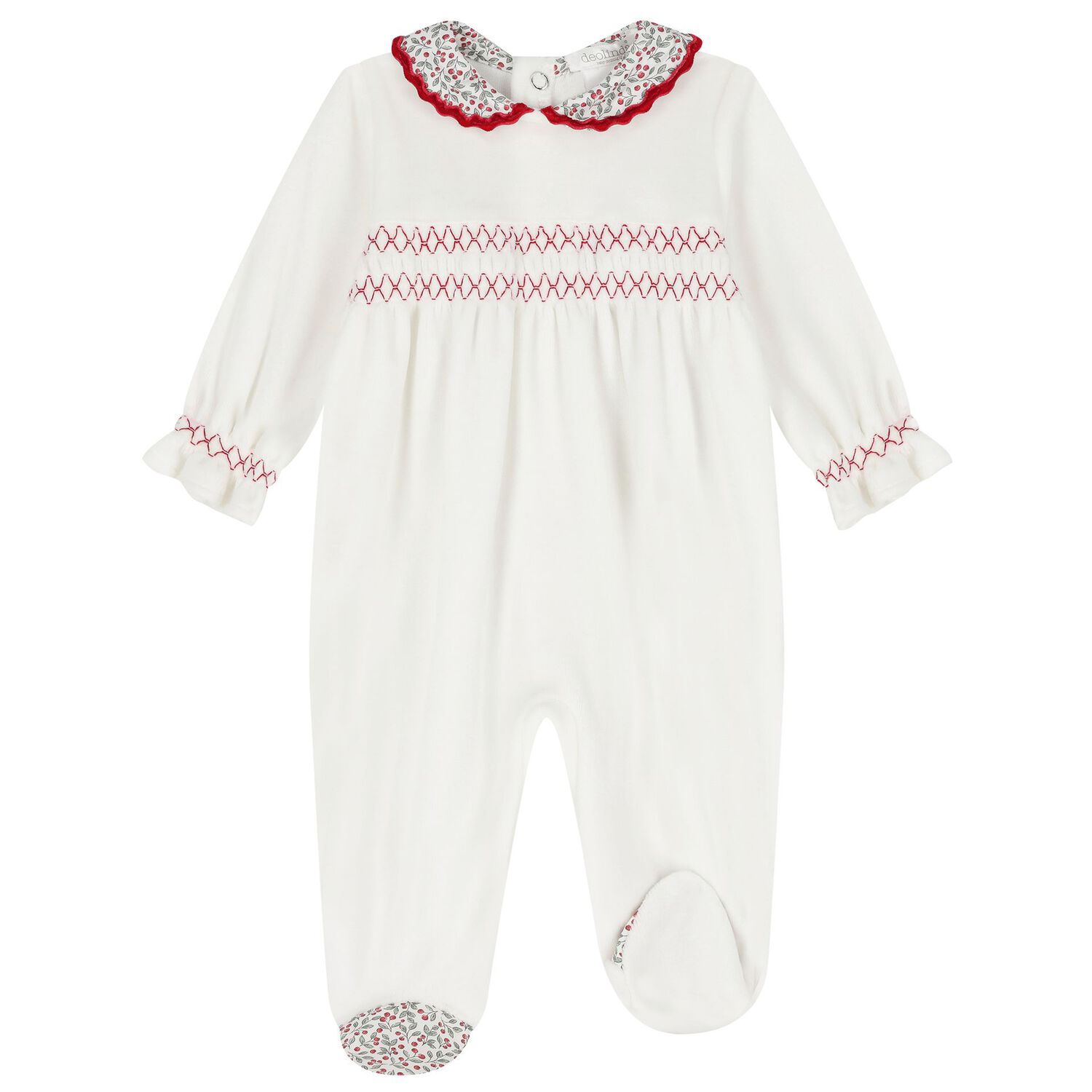 Baby Girls Ivory Smocked Babygrow, 1, hi-res