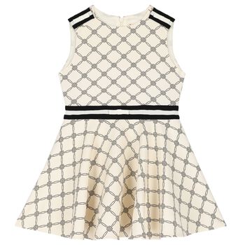 Girls Beige Bow Dress