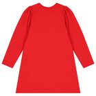 Girls Red Teddy Bear Logo Dress, 2, hi-res