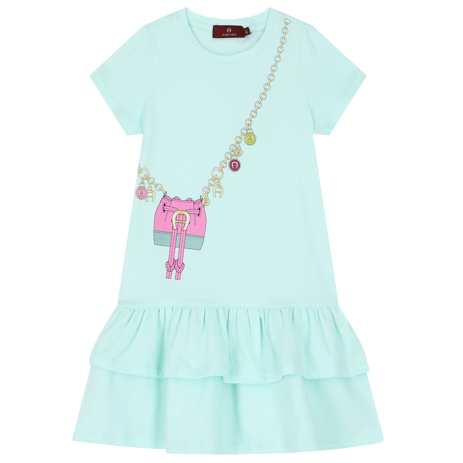 Girls Aqua Logo Bag Dress, 3, hi-res image number null