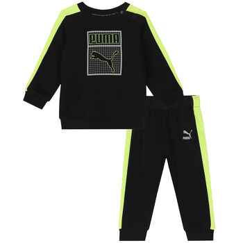 Younger Boys Black & Green Logo Tracksuit
