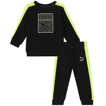 بدلة رياضية بالشعار باللون الأسود والأخضر للأولاد