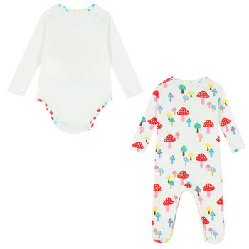 Baby Girls Ivory Mushroom Babygrow Set