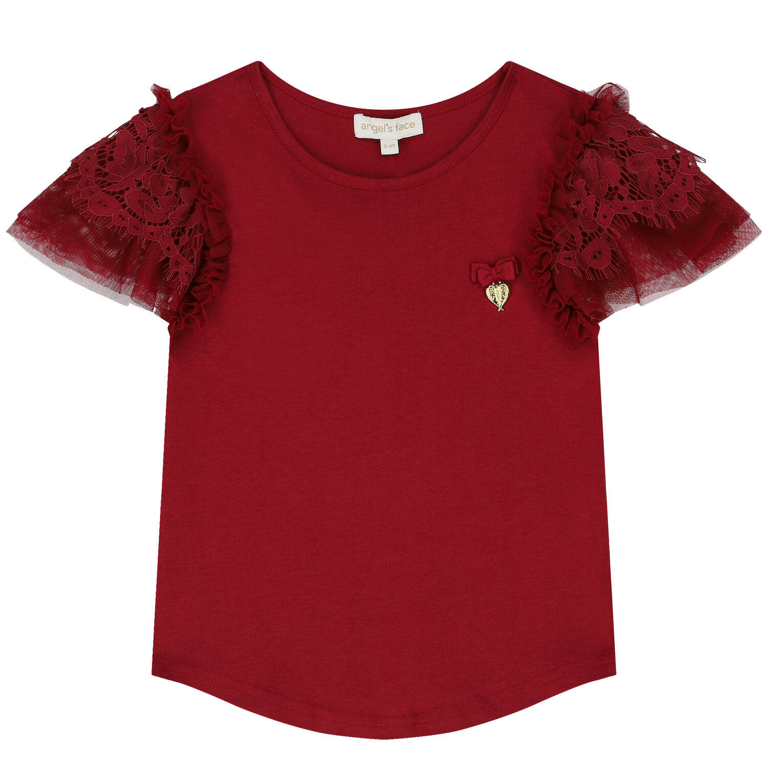 Girls Red Lace Top, 3, hi-res image number null