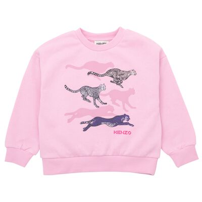 Girls Pink Cheetah Logo Sweatshirt