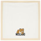 Beige & White Teddy Bear Logo Baby Blanket, 1, hi-res