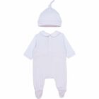Girls White & Pink Logo Babygrow & Hat Set, 1, hi-res