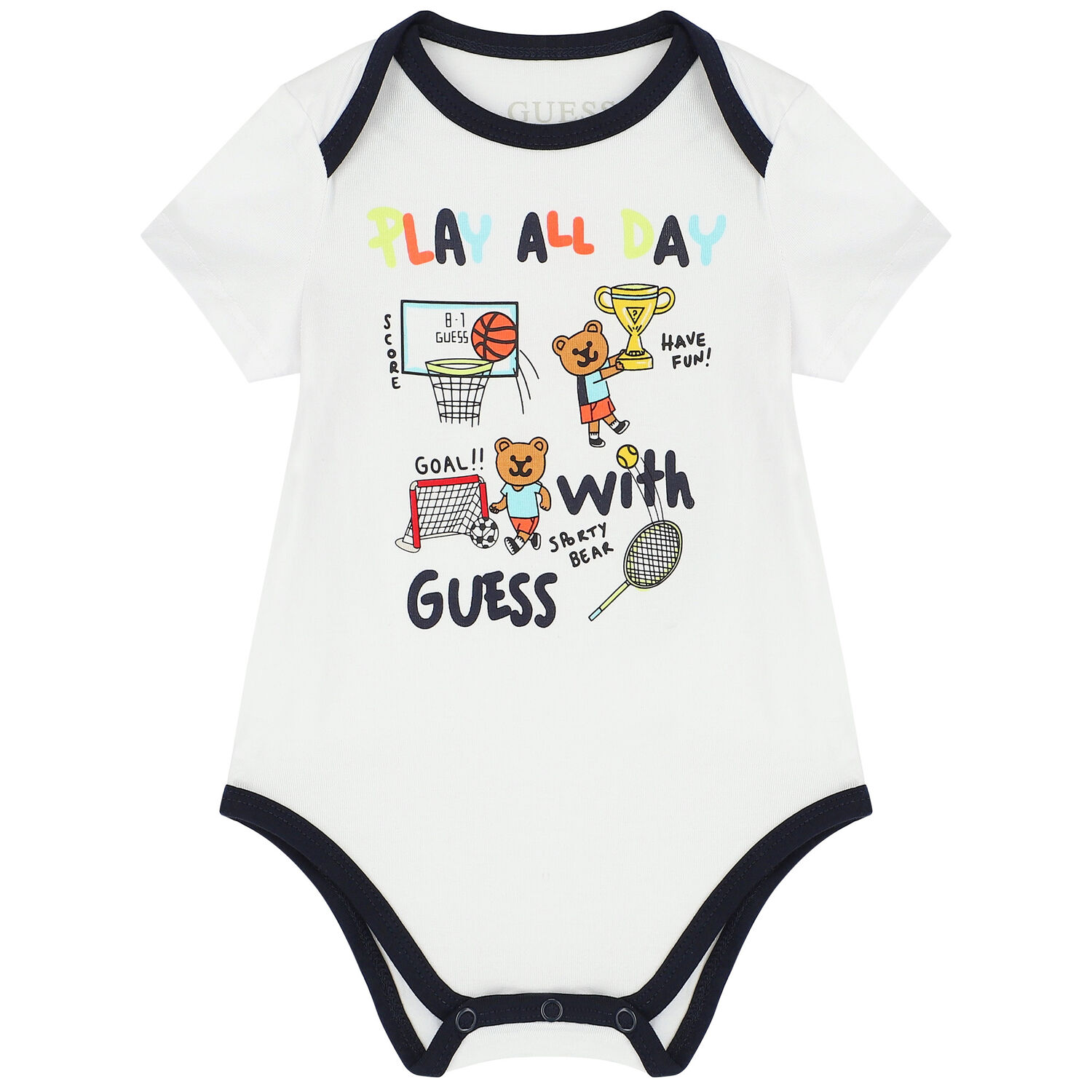 Baby Boys White & Navy Bodysuit Set, 1, hi-res