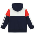 Boys Navy, White & Red Logo Zip Up Top, 1, hi-res