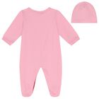 Baby Girls Pink Logo Babygrow Gift Set, 2, hi-res
