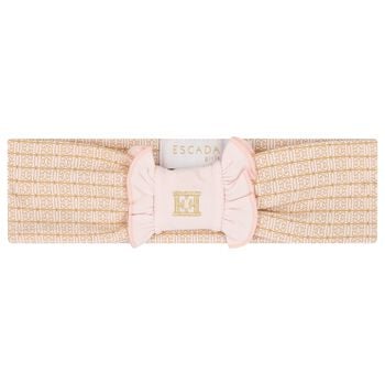 Baby Girls Pink & Gold Logo Headband